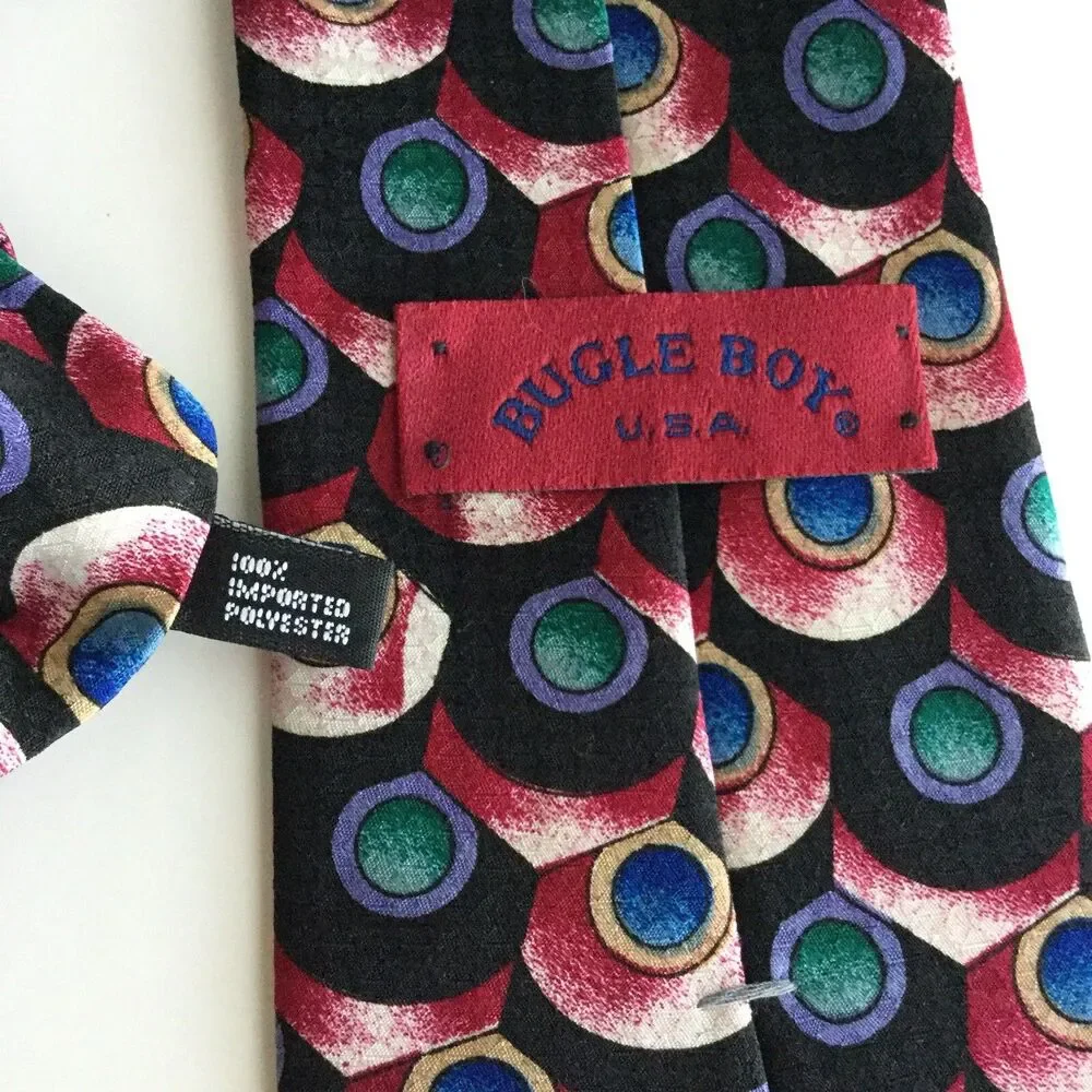 Bugle Boy USA Vintage Tie Abstract Polyester Necktie 57